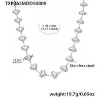TXP362-Steel Heart Hollow Necklace 42+5cm Picture2