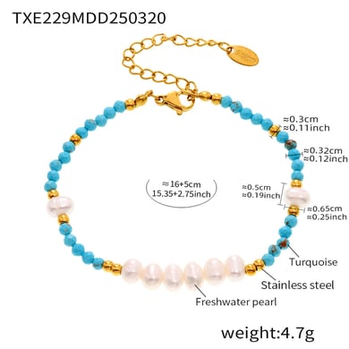 Tägliche Calaite Perlen Edelstahl Gold Farbe Naturstein Perle Damen Schmuck Sets h5 