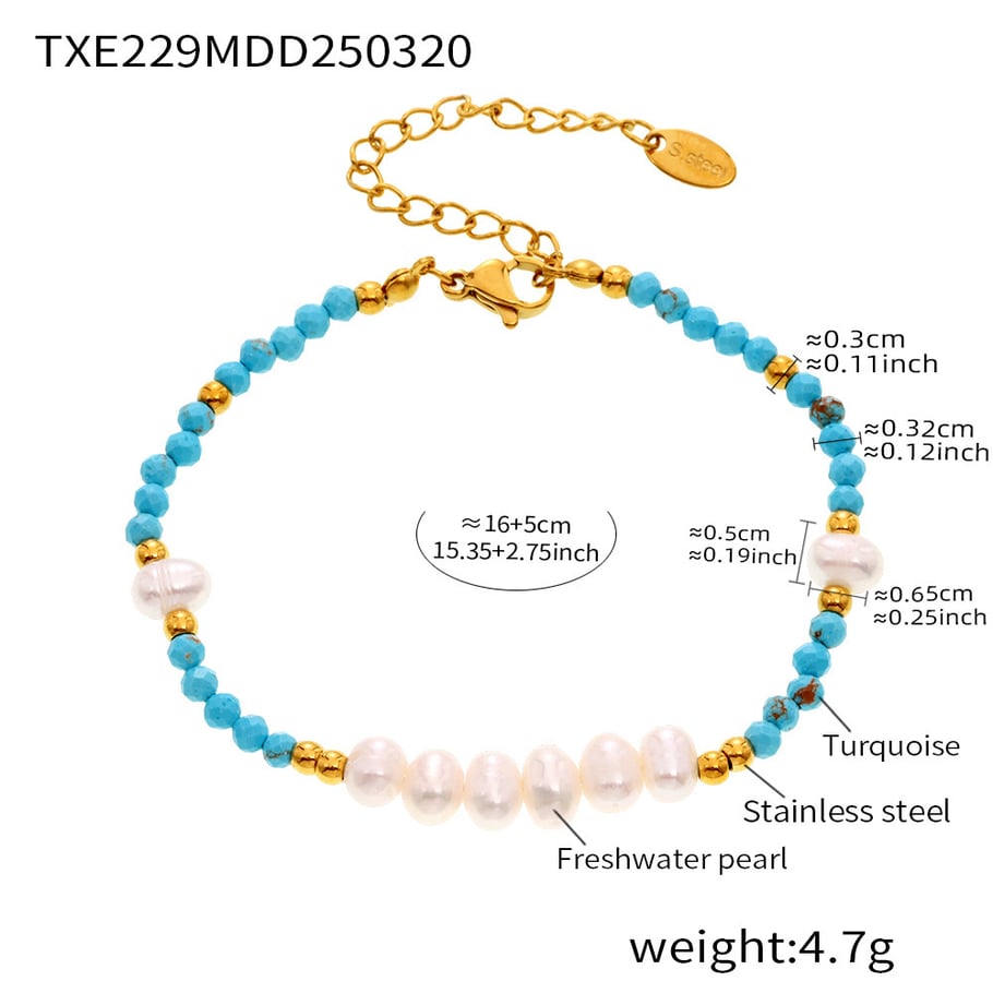 Tägliche Calaite Perlen Edelstahl Gold Farbe Naturstein Perle Damen Schmuck Sets 