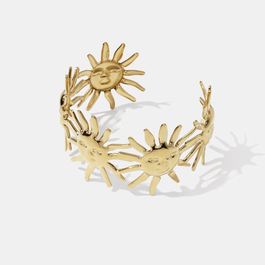 1 Piece Sun Stainless Steel  Gold Color Cuff Bracelet Picture2