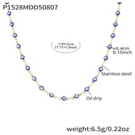 P1528-Dark blue oil drop gold necklace-45+5cm 