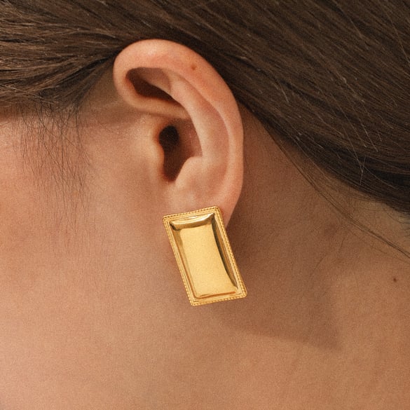 1 Pair Simple Series Daily Rectangle Stainless Steel  Gold Color  Women's Stud Earrings