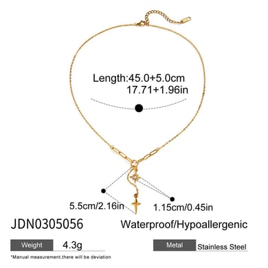 1 Piece Exqusite Star Stainless Steel Gold Color Women's Pendant Necklaces h5 Picture2