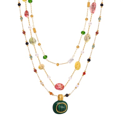 Klassische unregelmäßige Form Edelstahl Gold Farbe Naturstein Damen Schmuck Sets h5 Bild2