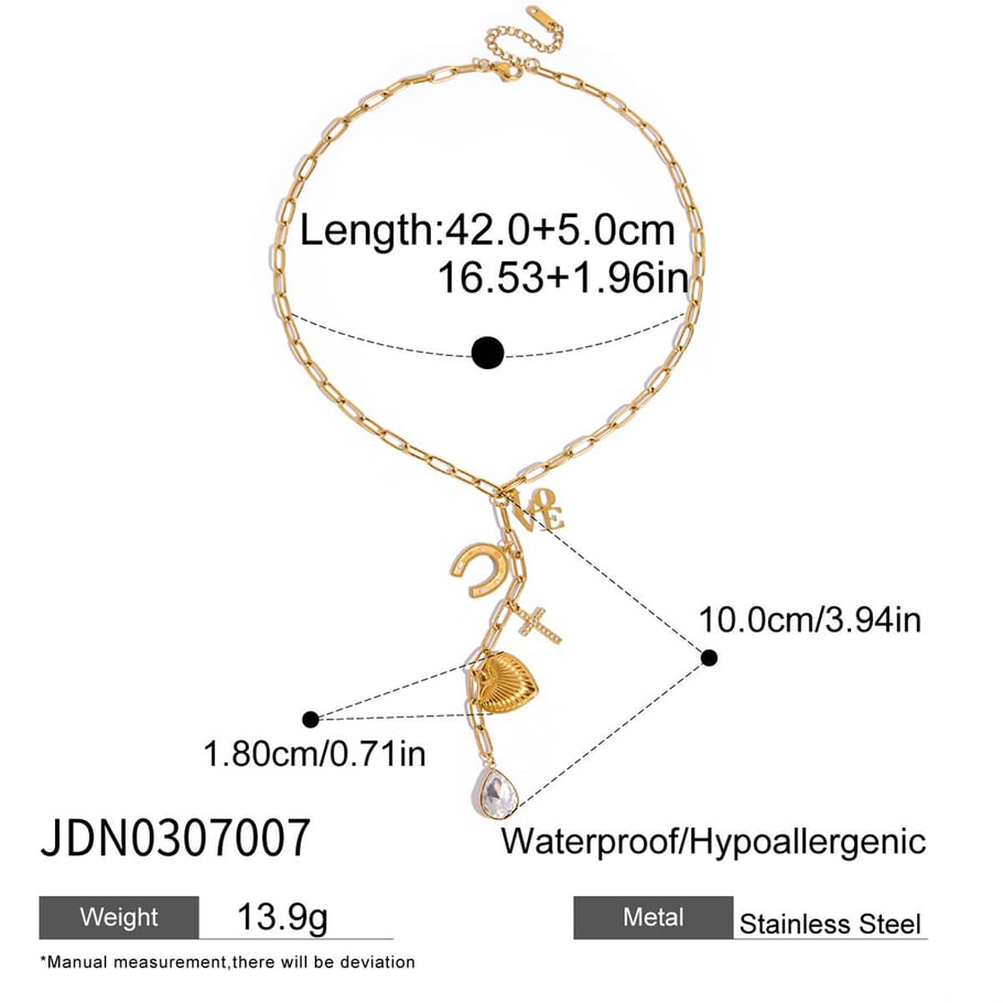Gorgeous Heart Tassel Stainless Steel Gold Color Women's Pendant Necklaces Picture2