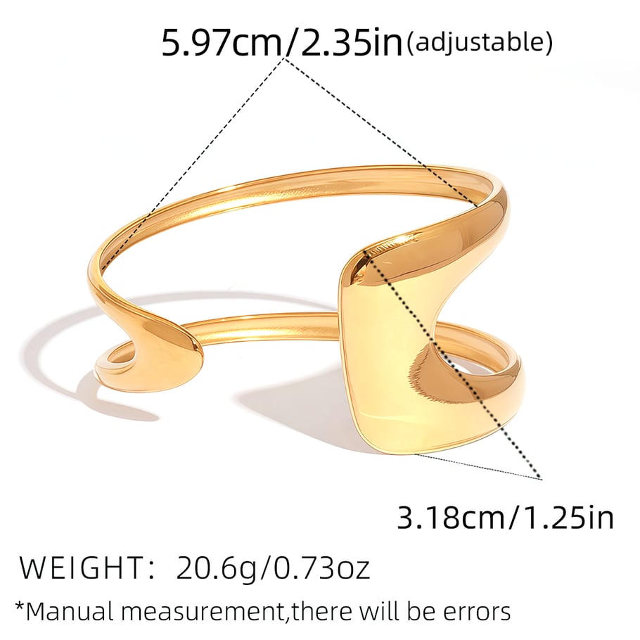 1 Piece Simple Irregular Shape Stainless Steel Gold Color Women's Bangles h5Picture2