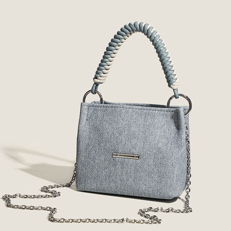 Sac à main quotidien en denim torsadé et rayonne pour femme, 1 pièce Image2