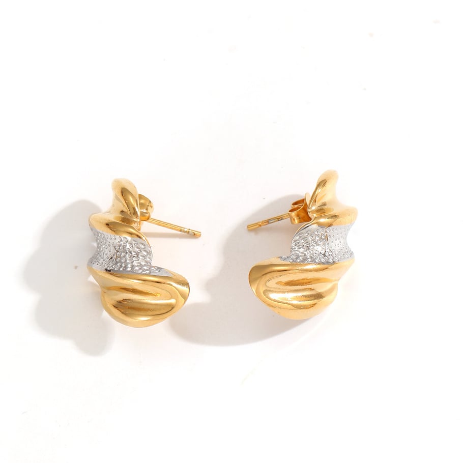 1 Pair Irregular Shape Stainless Steel  Gold Color  Stud Earrings Picture4