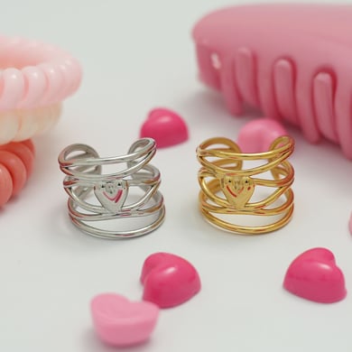 1 Piece Simple  Retro Irregular Shape Heart Stainless Steel  Women's Statement Rings h5 Picture9