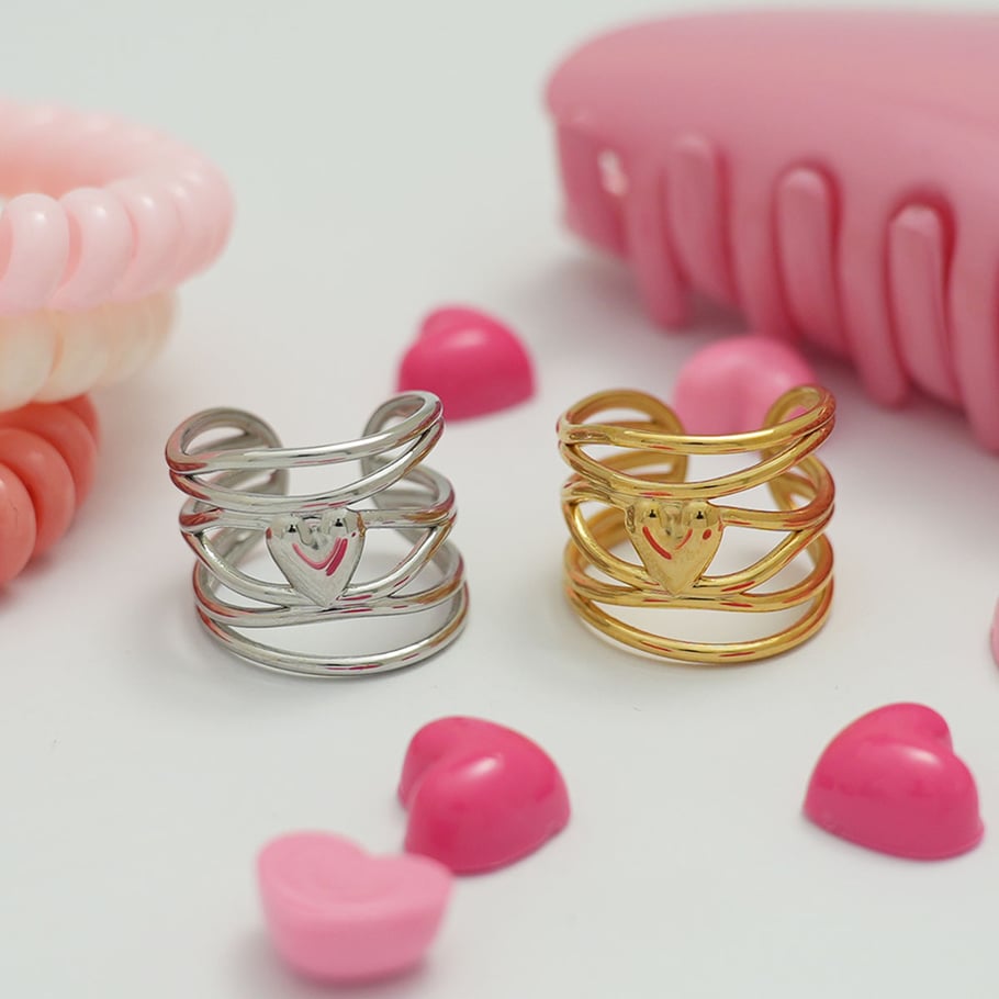 1 Piece Simple  Retro Irregular Shape Heart Stainless Steel  Women's Statement Rings Picture9