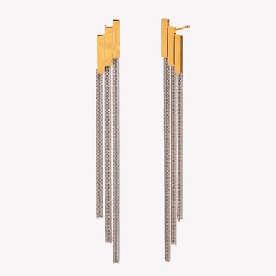 1 Piece Tassel Mixed Gold&Silver Colors Stainless Steel Women's Dangle Earrings h5 