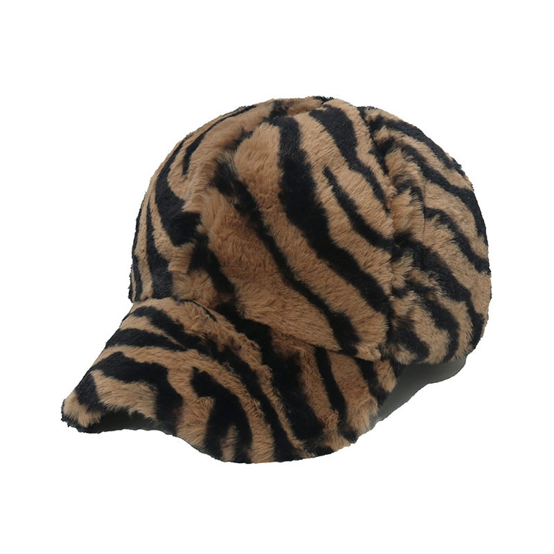 1 Parça Retro Hayvan Desenli Peluş Kadın Şapkası Resim3