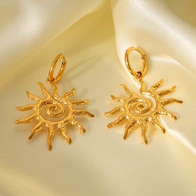 1 Pair Daily Sun Stainless Steel  Gold Color Women's Drop Earrings h5 Picture7