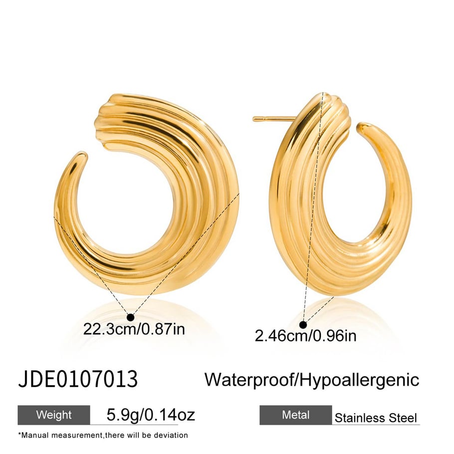 1 par de pendientes de botón de acero inoxidable de color dorado con forma de círculo simple para mujer Imagen2