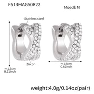 F513-Stahlkreuz Volldiamant Zirkon Ohrringe-M Bild11