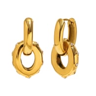 Oval Zircon Pendant Earrings - Gold Picture2