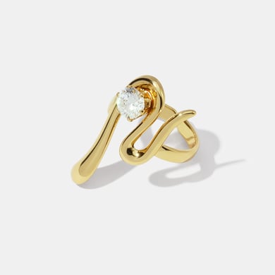 1 Piece Irregular Shape Zircon Stainless Steel  Gold Color Gemstone Ring h5 