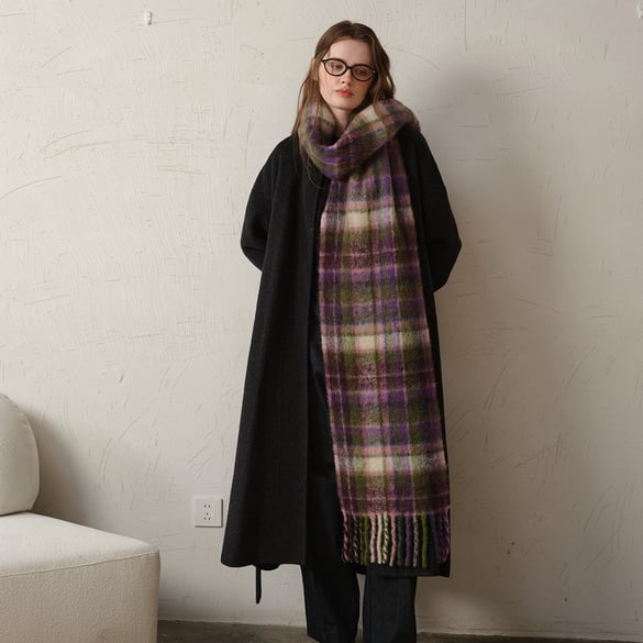 1 Piece Classic Plaid Polyester Women's Winter Scarves 2