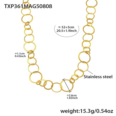 Casual Circle Stainless Steel Gold Color Women's Jewelry Sets h5 
