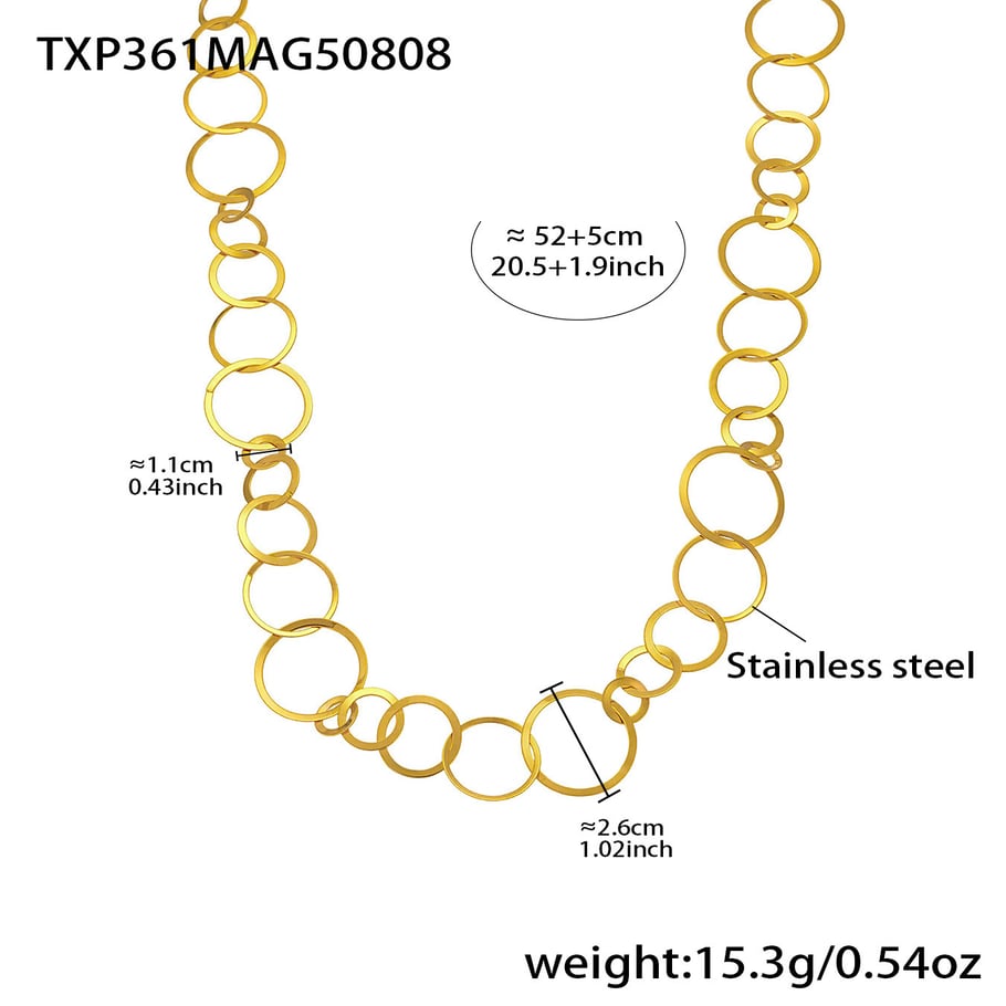 Casual Circle Stainless Steel Gold Color Women's Jewelry Sets 