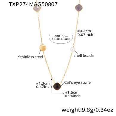 1 Piece Luxurious Rectangle Stainless Steel Gold Color Women's Pendant Necklaces h5 