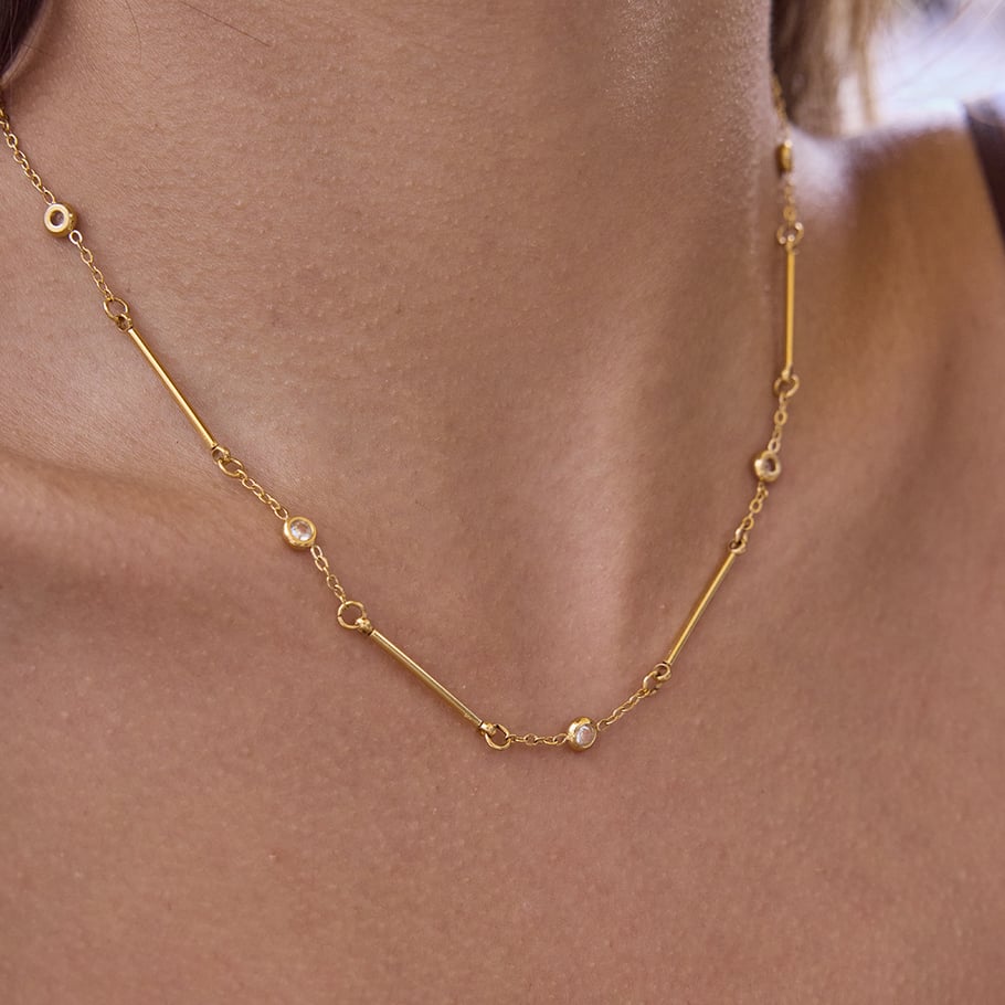 1 Piece Minimalist Patchwork Stainless Steel Gold Color Women's Chain Necklaces h5Picture4