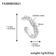 F428-Staalkleurige gedraaide zirkonia oorclip - enkel Afbeelding4