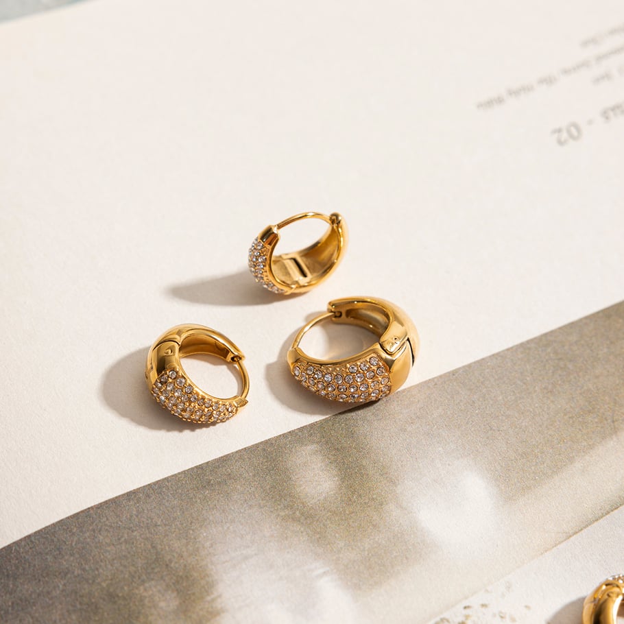 1 Pair Luxurious Series Circle Stainless Steel Gold Color Women's Hoop Earrings Picture5