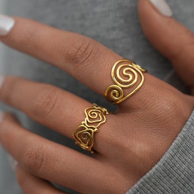 1 Piece  Simple Irregular Shape Stainless Steel  Gold Color Women's Statement Rings h5 Picture2