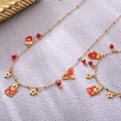Lussuosi set di gioielli da donna in acciaio inossidabile color oro, regalo di Natale h5 Immagine7