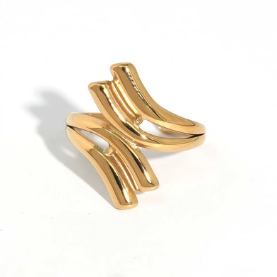 Anillos llamativos de acero inoxidable dorados con forma irregular informal de 1 pieza h5 