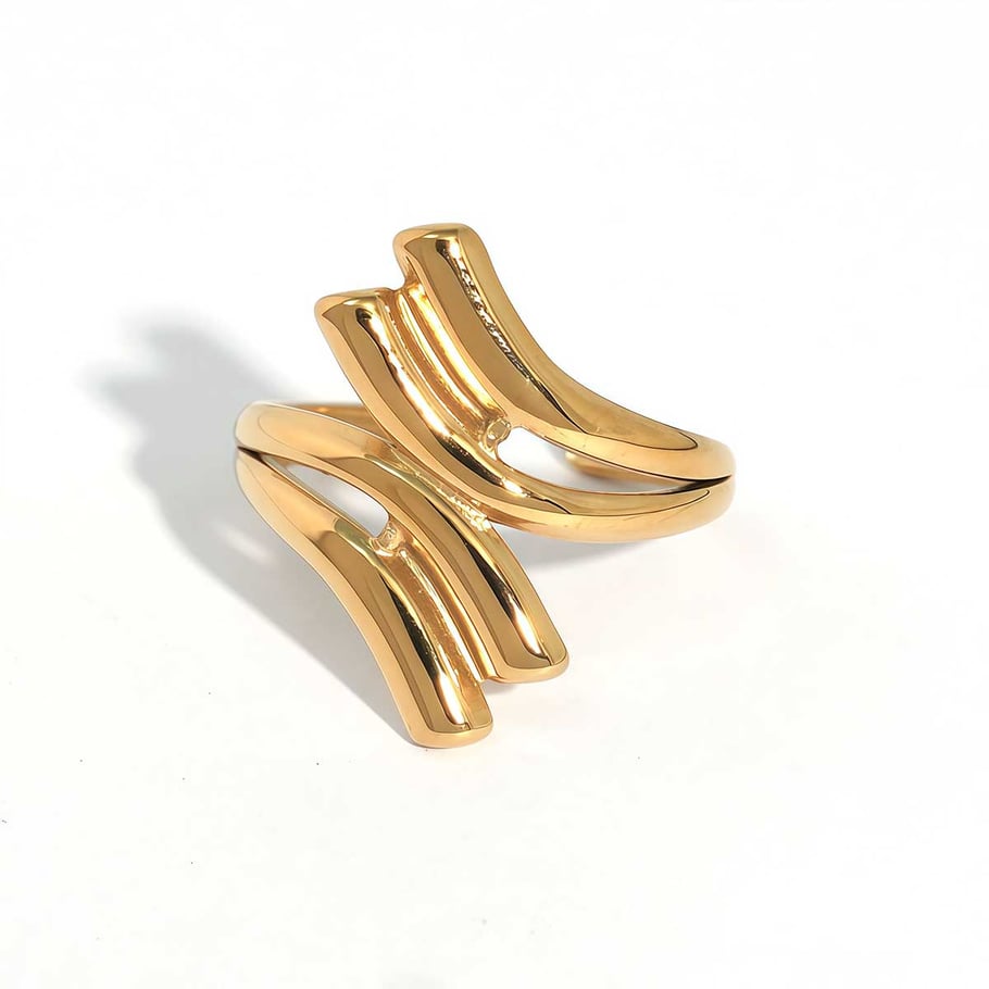 Anillos llamativos de acero inoxidable dorados con forma irregular informal de 1 pieza 