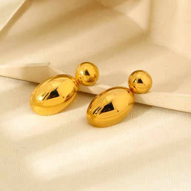 1 Pair Drop Shape Stainless Steel Gold Color Stud Earrings h5 Picture2