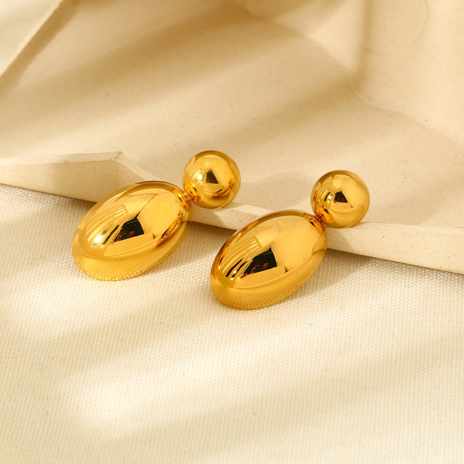 1 Pair Drop Shape Stainless Steel Gold Color Stud Earrings Picture2