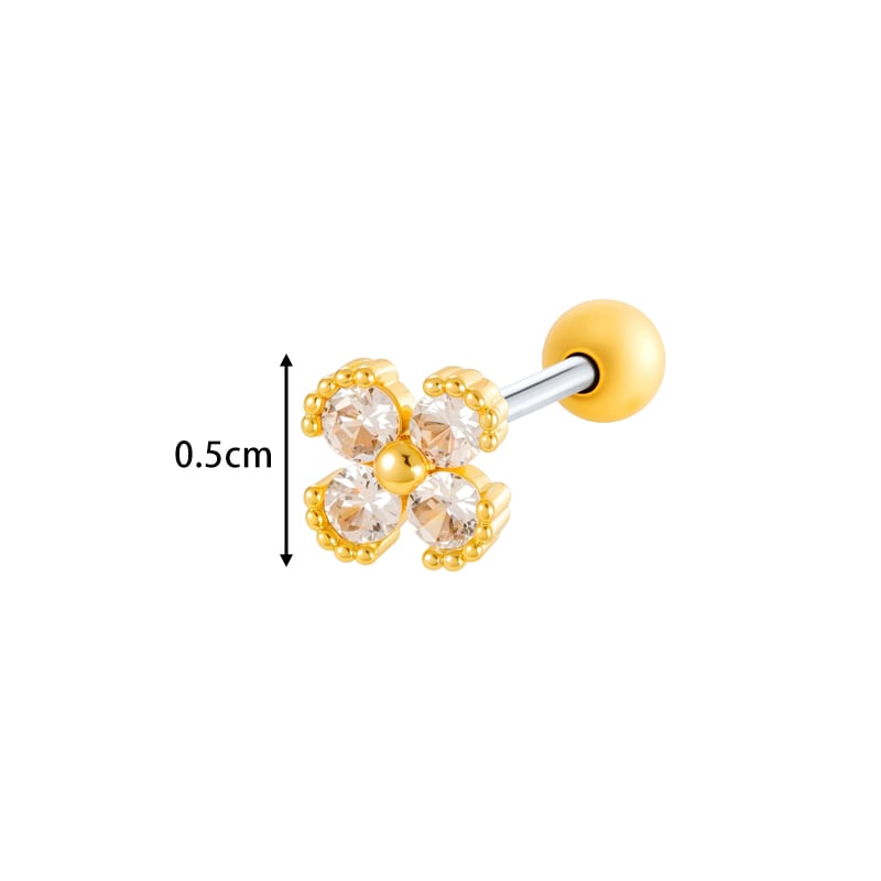 1 Piece Flower Copper Zircon Piercing Earring Picture2