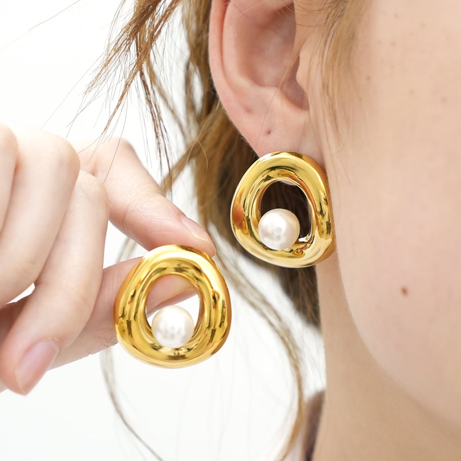 1 Pair Simple Series Retro Irregular Shape Stainless Steel  Woemn's Stud Earrings Picture5