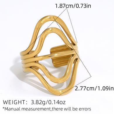 Anelli da donna in acciaio inossidabile color oro, forma irregolare casual, 1 pezzo h5 Immagine2