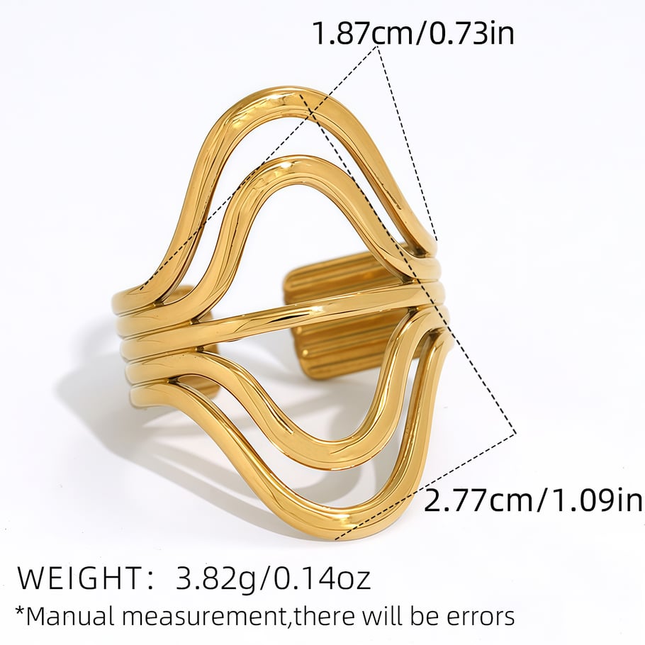 Anelli da donna in acciaio inossidabile color oro, forma irregolare casual, 1 pezzo Immagine2