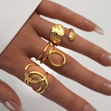 1 Piece Simple  Retro Irregular Shape Stainless Steel Women's Statement Rings h5 Picture5
