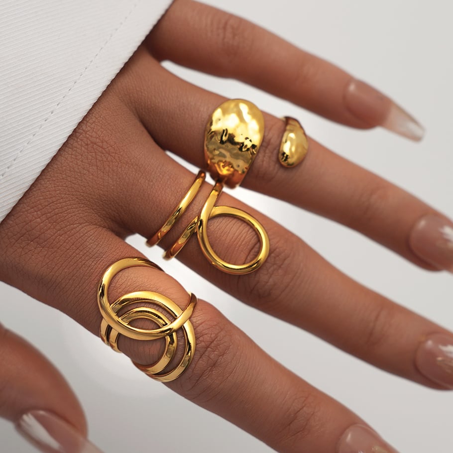 1 Piece Simple  Retro Irregular Shape Stainless Steel Women's Statement Rings Picture5