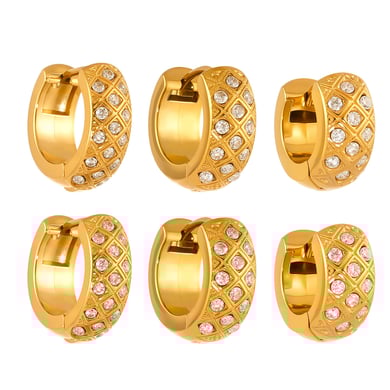 1 Paar zarte kreisförmige Creolen aus Edelstahl in Goldfarbe mit Zirkonia für Damen h5 Bild6
