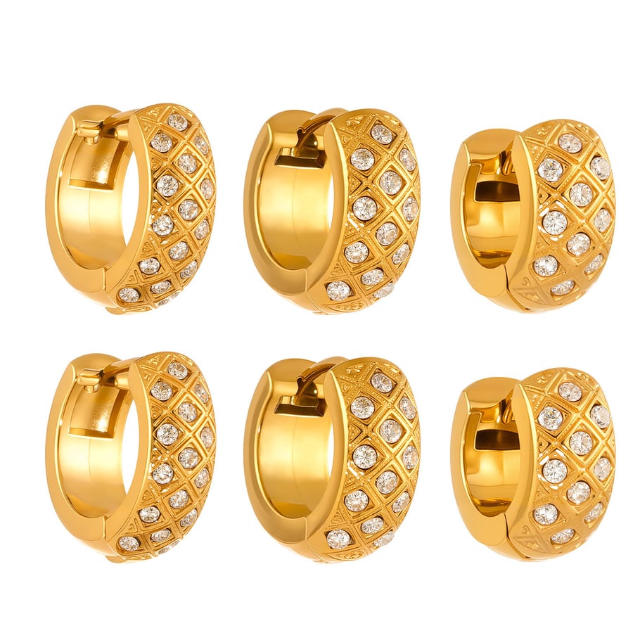 1 Paar zarte kreisförmige Creolen aus Edelstahl in Goldfarbe mit Zirkonia für Damen Bild6