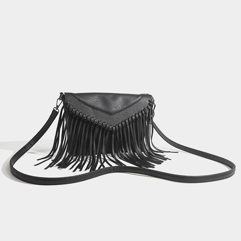 Sac à bandoulière vintage en PU pour femme, 1 pièce, avec pompon 