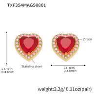 TXF354-Gold Heart Zircon Earrings Picture4