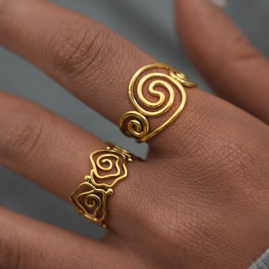 1 Piece  Simple Irregular Shape Stainless Steel  Gold Color Women's Statement Rings h5 Picture5