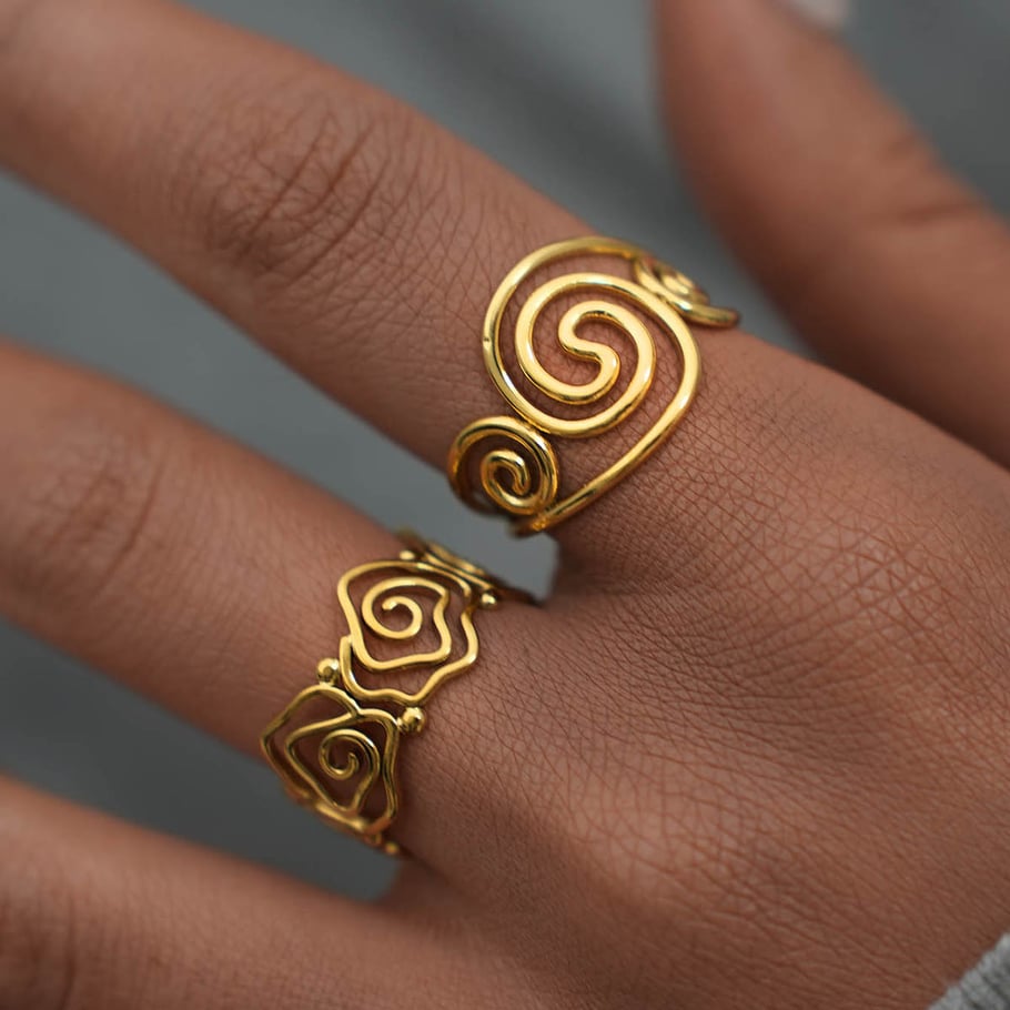 1 Piece  Simple Irregular Shape Stainless Steel  Gold Color Women's Statement Rings Picture5