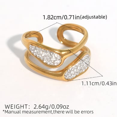 Bague simple en acier inoxydable de forme irrégulière, couleur or, 1 pièce h5 Image2