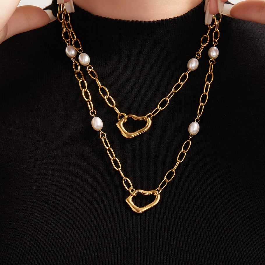 Classic Irregular Shape Stainless Steel Gold Color Women's Jewelry Sets Picture3