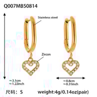 Q007-Gold U-shaped heart earrings-Small 
