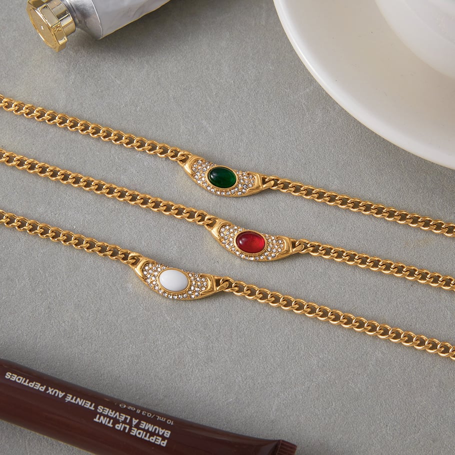 Collana con ciondolo da donna in acciaio inossidabile color oro con cerchio vintage da 1 pezzo Immagine8